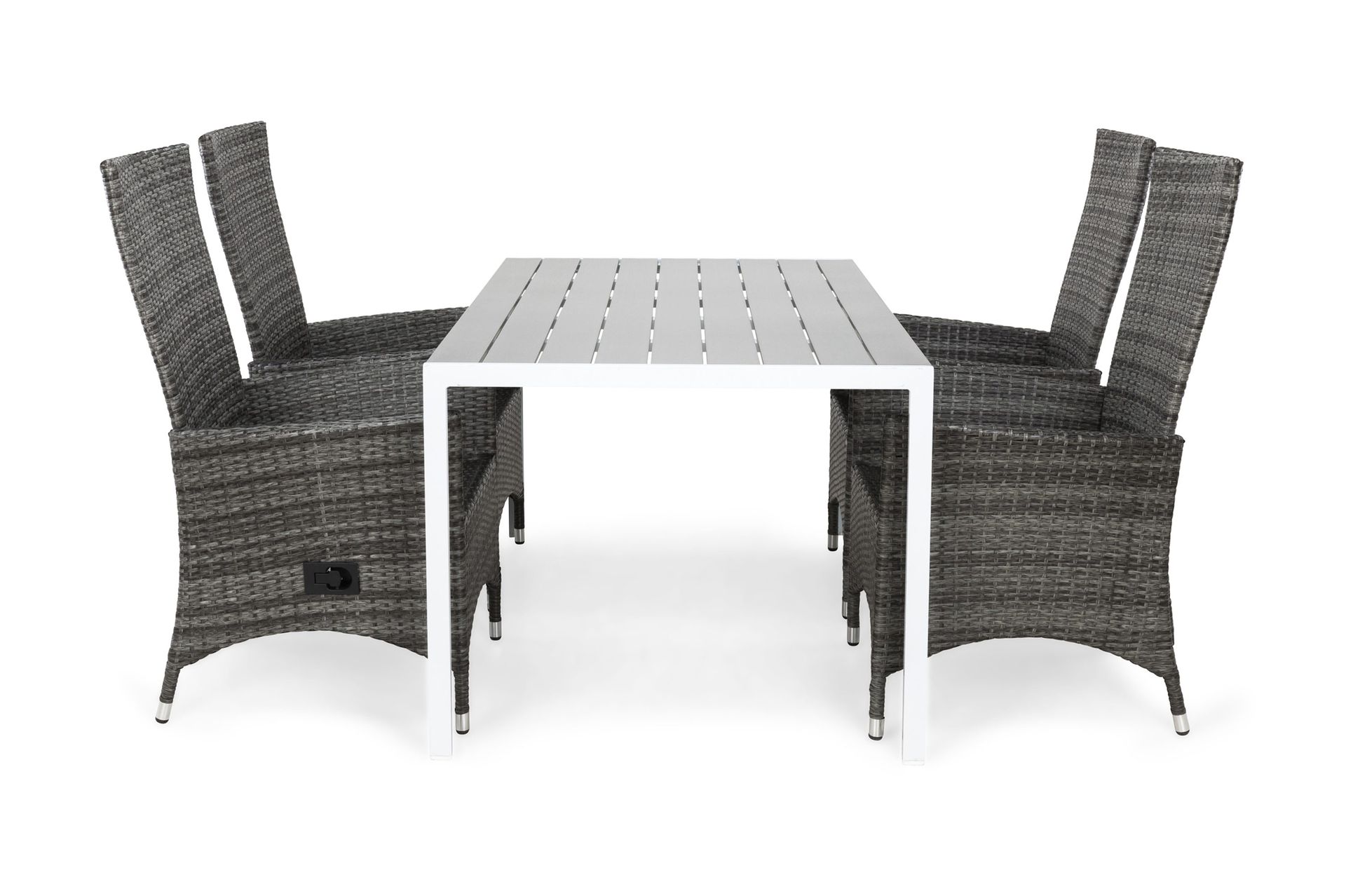 tunis matgrupp utomhus 150 + 4 jenny ställbar fåtölj - vit/grå