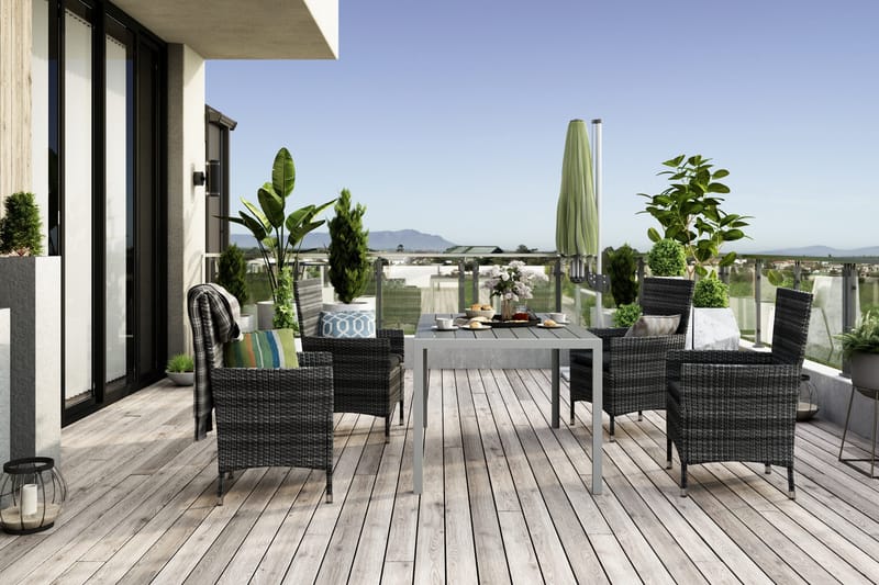 Tunis Matgrupp Utomhus 150 + 4 Thor Fåtölj - Vit/Grå - Utemöbler - Utegrupp - Matgrupper utomhus