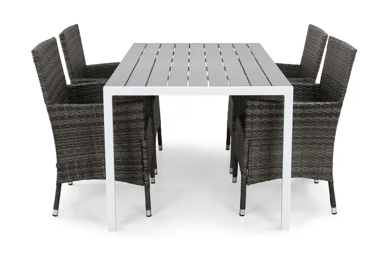 Tunis Matgrupp Utomhus 150 + 4 Thor Fåtölj, Vit/Grå