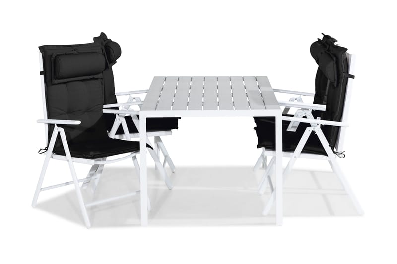 Tunis Matgrupp Utomhus 150x90 + 4 Maggie Positionsstol m Dyna, Vit/Grå/Svart