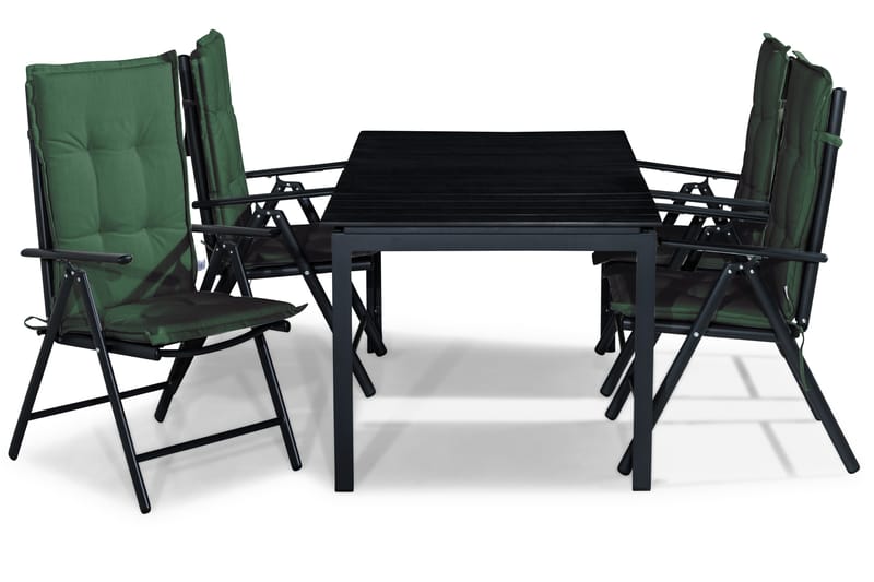 Tunis Matgrupp Utomhus 152-210x90 + 4 Maggie Positionsstol m Dyna, Svart/Grön