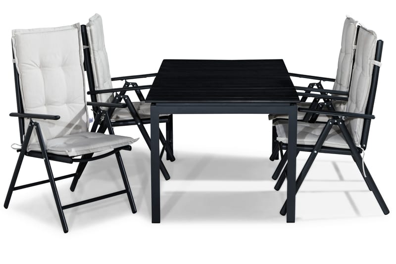 Tunis Matgrupp Utomhus 152-210x90 + 4 Maggie Positionsstol m Dyna, Svart/Offwhite