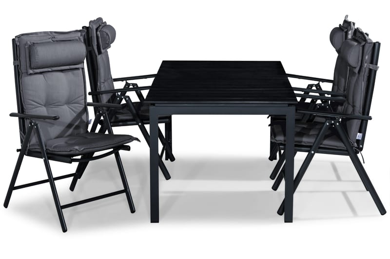 Tunis Matgrupp Utomhus 152-210x90 + 4 Maggie Positionsstol m Dyna, Svart/Grå