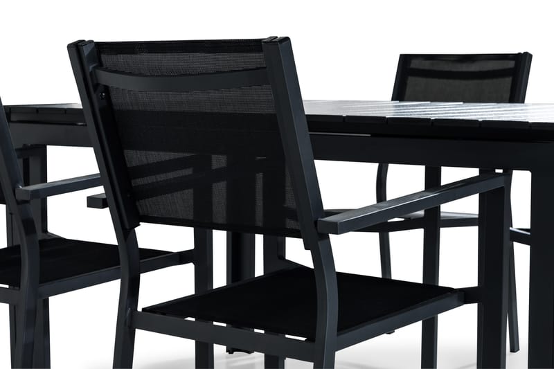 Tunis Matgrupp Utomhus 152-210x90 + 4 Stapelstolar - Svart - Utemöbler - Utegrupp - Matgrupper utomhus