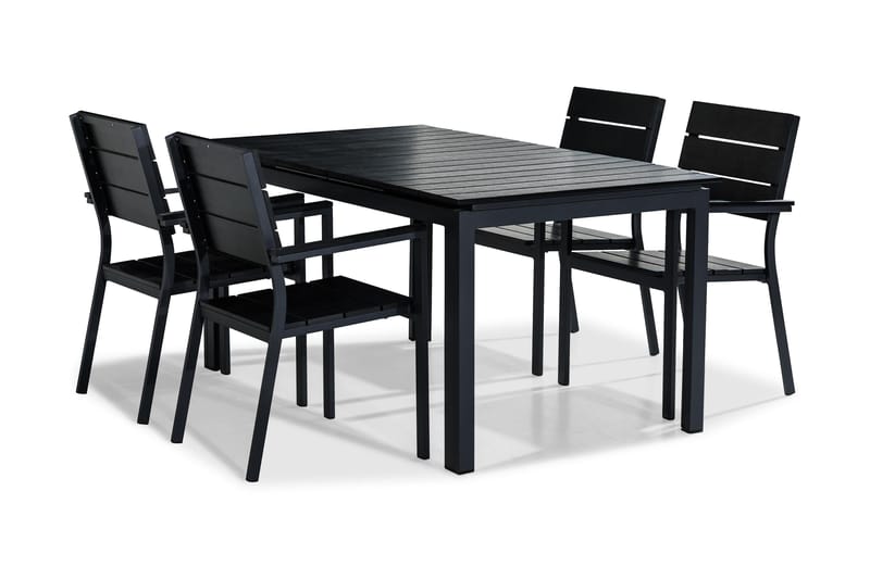 Tunis Matgrupp Utomhus 152-210x90 + 4 Stapestolar, Svart