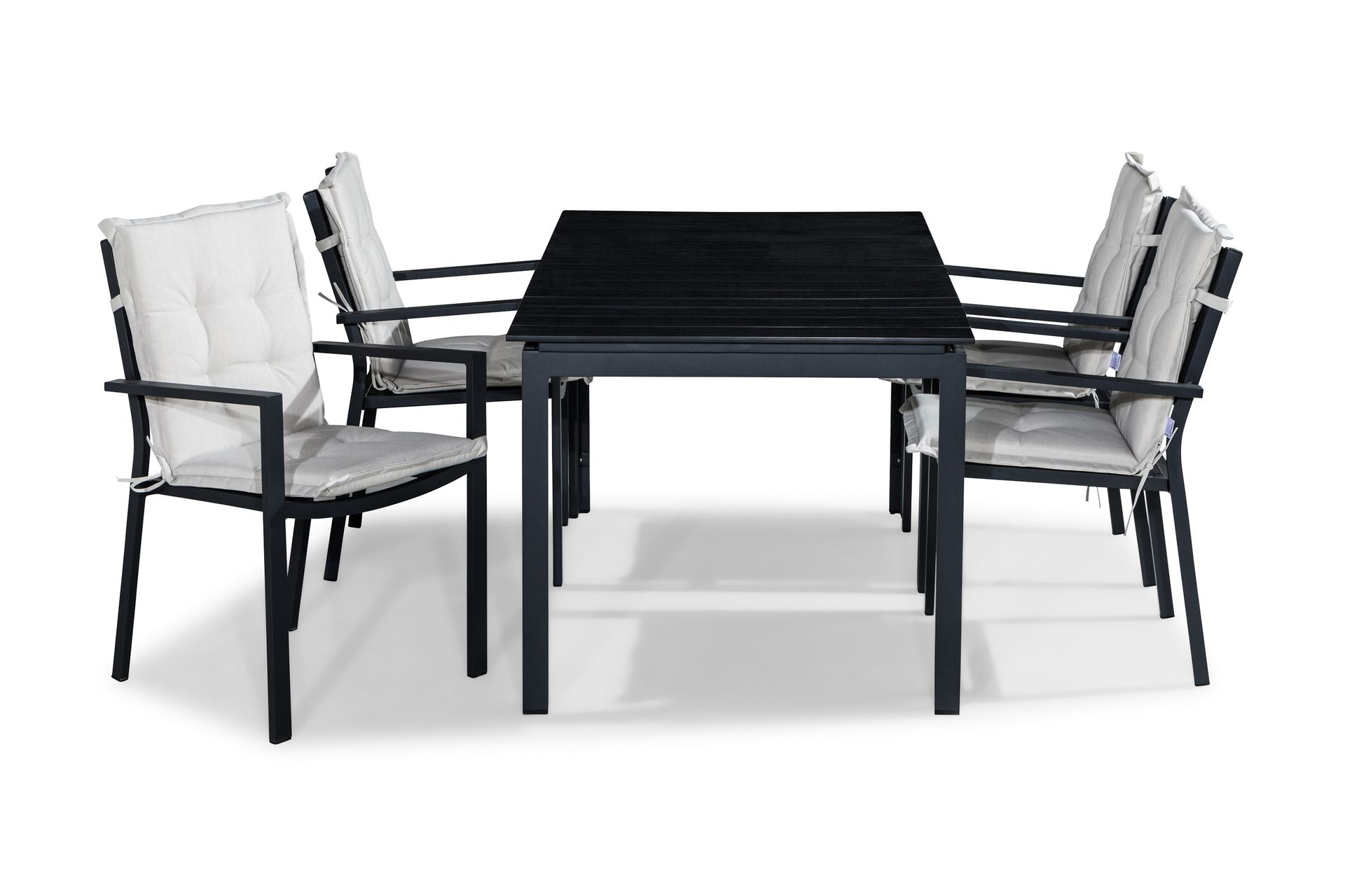 Tunis Matgrupp Utomhus 152-210x90 + 4 Tunis Stapelstol m Dyna - Svart/Offwhite
