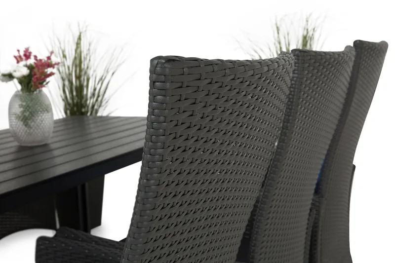 Tunis Matgrupp Utomhus 205 + 6 Jenny Ställbar Fåtölj - Svart - Utemöbler - Utegrupp - Matgrupper utomhus