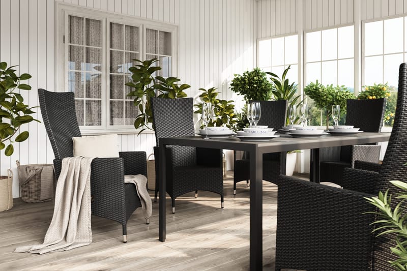 Tunis Matgrupp Utomhus 205 + 6 Jenny Ställbar Fåtölj - Svart - Utemöbler - Utegrupp - Matgrupper utomhus