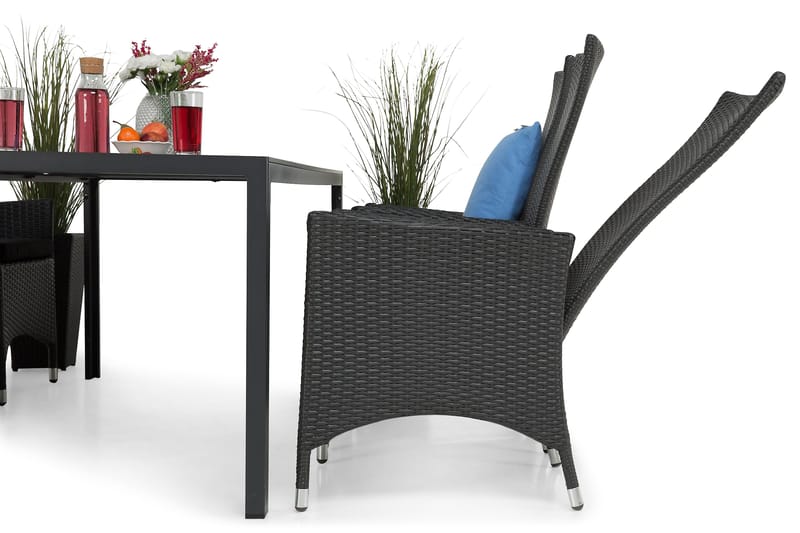 Tunis Matgrupp Utomhus 205 + 6 Jenny Ställbar Fåtölj - Svart - Utemöbler - Utegrupp - Matgrupper utomhus