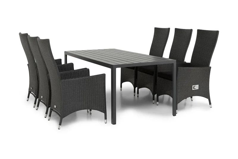 Tunis Matgrupp Utomhus 205 + 6 Jenny Ställbar Fåtölj - Svart - Utemöbler - Utegrupp - Matgrupper utomhus