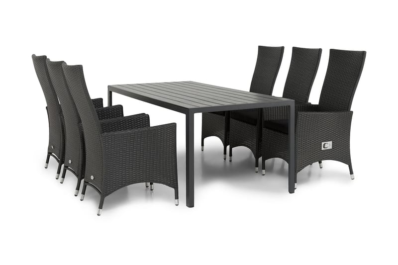 Tunis Matgrupp Utomhus 205 + 6 Jenny Ställbar Fåtölj - Svart - Utemöbler - Utegrupp - Matgrupper utomhus