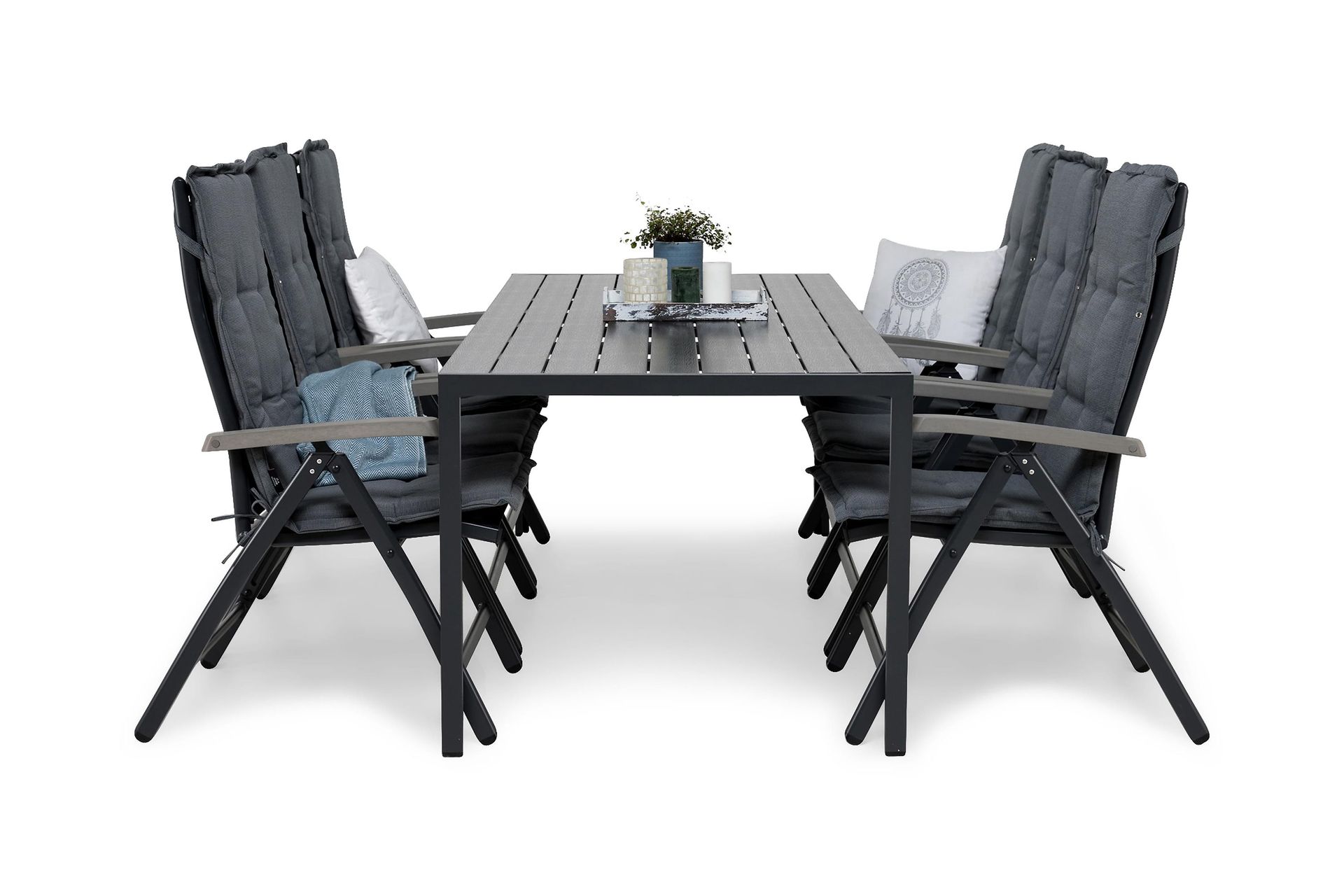 tunis matgrupp utomhus 205 + 6 monaco lyx positionsstol m dyna - svart/svart/grå