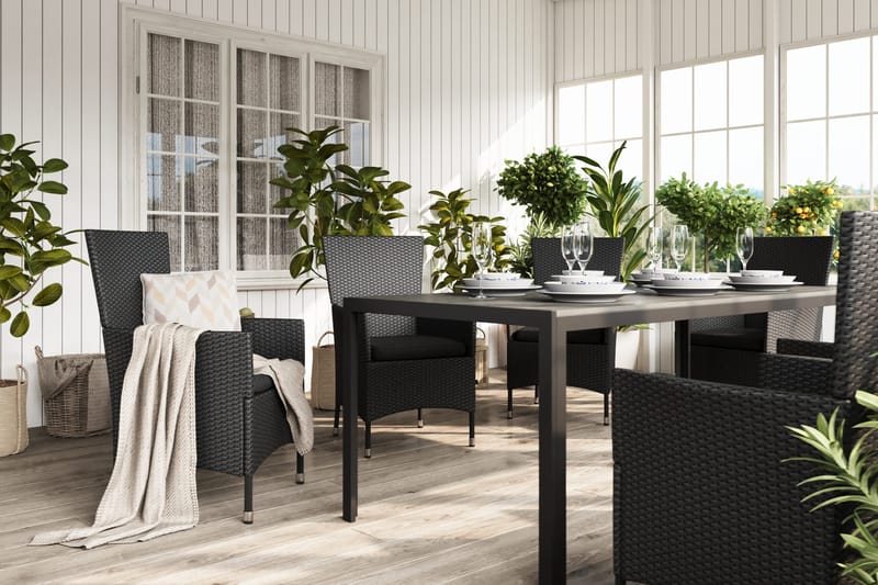 Tunis Matgrupp Utomhus 205 + 6 Thor Fåtölj - Svart/Svart - Utemöbler - Utegrupp - Matgrupper utomhus