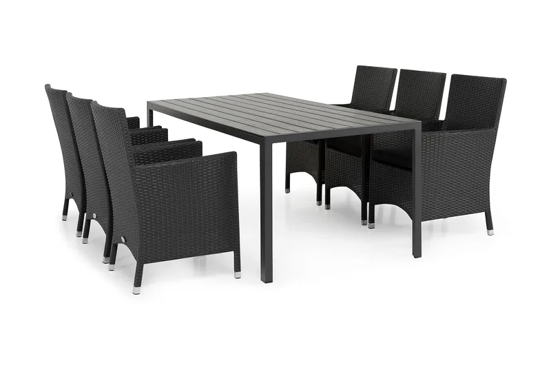 Tunis Matgrupp Utomhus 205 + 6 Thor Fåtölj - Svart/Svart - Utemöbler - Utegrupp - Matgrupper utomhus