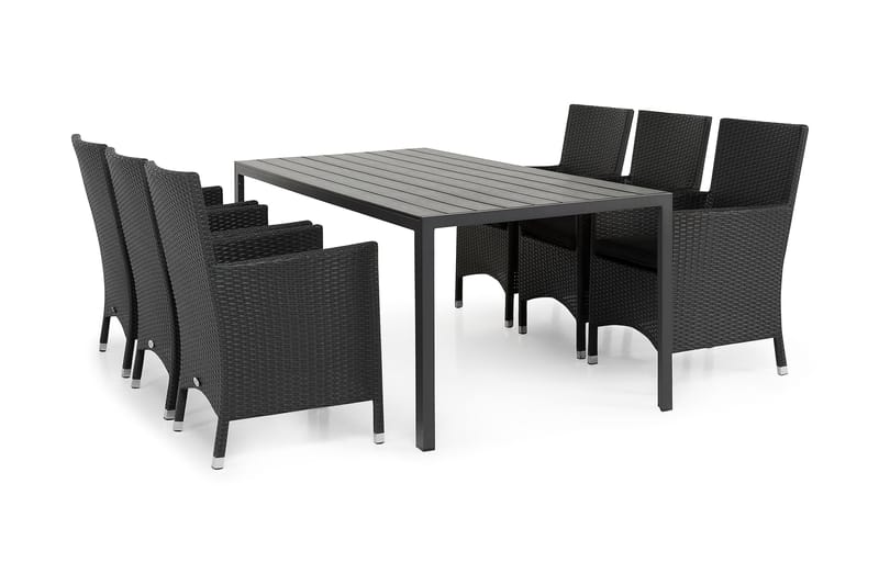 Tunis Matgrupp Utomhus 205 + 6 Thor Fåtölj - Svart/Svart - Utemöbler - Utegrupp - Matgrupper utomhus
