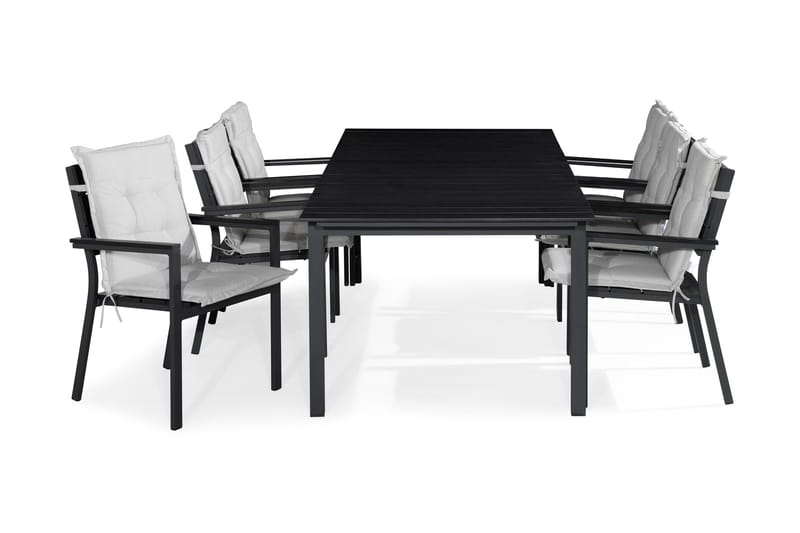 Tunis Matgrupp Utomhus 205x90 + 6 Tunis Stapelstol m Dyna, Svart/Offwhite