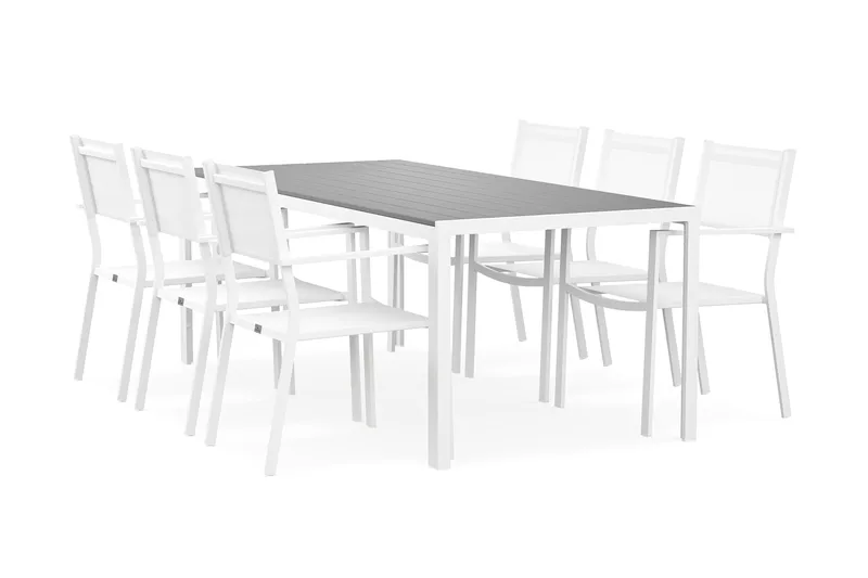 Tunis Matgrupp Utomhus 205x90 cm + 6 Tunis Stapelstol - Utemöbler - Utegrupp - Matgrupper utomhus