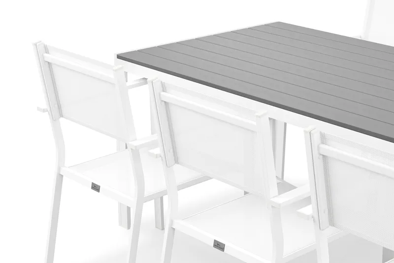 Tunis Matgrupp Utomhus 205x90 cm + 6 Tunis Stapelstol - Utemöbler - Utegrupp - Matgrupper utomhus