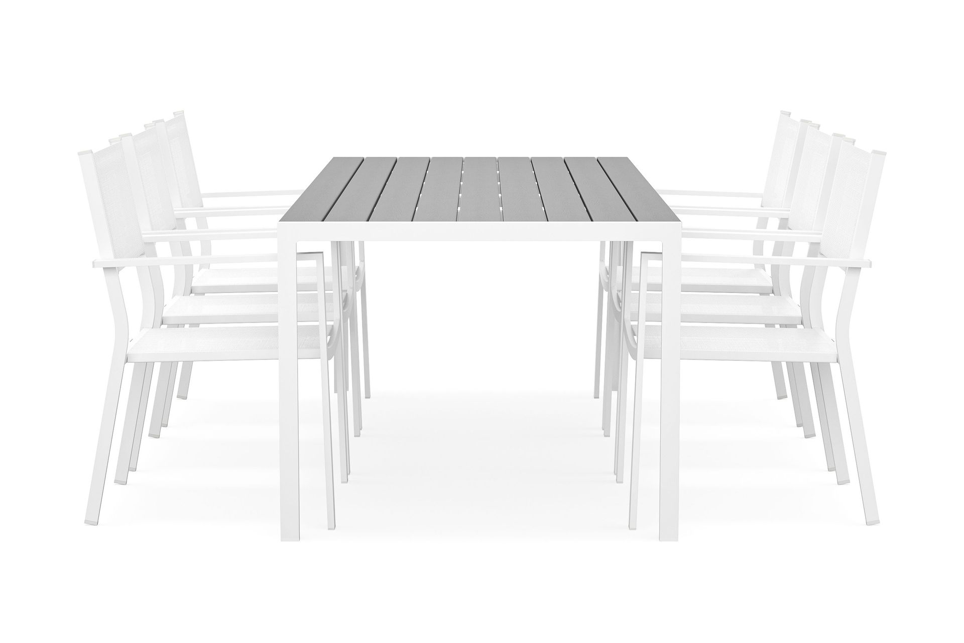 tunis matgrupp utomhus 205x90 cm + 6 tunis stapelstol -