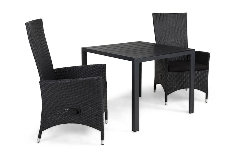 Tunis Matgrupp Utomhus 90 + 2 Jenny Ställbar Fåtölj m Dyna, Svart/Svart/Svart