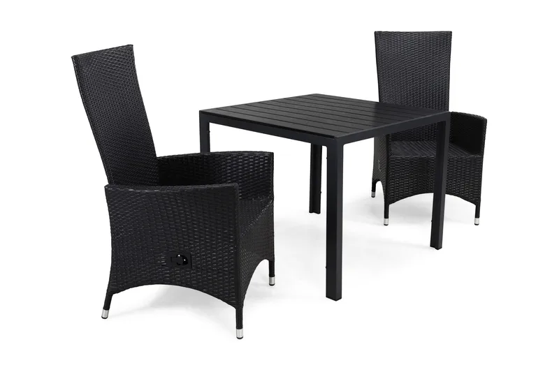 Tunis Matgrupp Utomhus 90 + 2 Jenny Ställbar Fåtölj - Svart/Svart - Utemöbler - Utegrupp - Matgrupper utomhus
