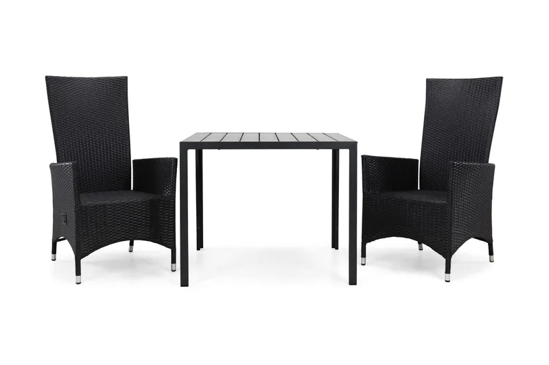 Tunis Matgrupp Utomhus 90 + 2 Jenny Ställbar Fåtölj - Svart/Svart - Utemöbler - Utegrupp - Matgrupper utomhus