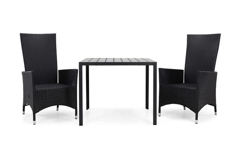 Tunis Matgrupp Utomhus 90 + 2 Jenny Ställbar Fåtölj - Svart/Svart - Utemöbler - Utegrupp - Matgrupper utomhus