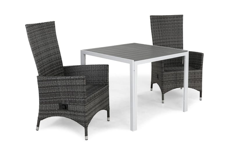 Tunis Matgrupp Utomhus 90 + 2 Jenny Ställbar Fåtölj - Vit/Grå - Utemöbler - Utegrupp - Matgrupper utomhus