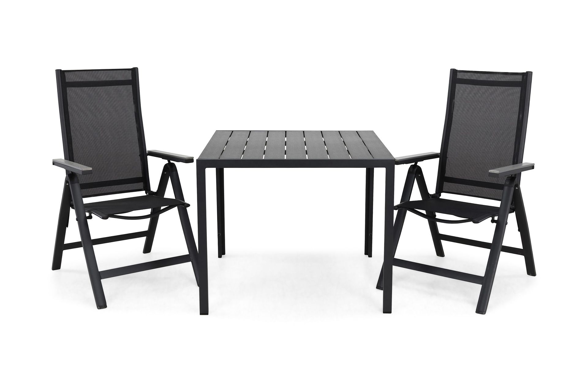 tunis matgrupp utomhus 90 + 2 monaco positionsstol - svart/svart/grå