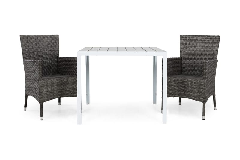 Tunis Matgrupp Utomhus 90 + 2 Thor Fåtölj - Vit/Grå - Utemöbler - Balkong - Balkongmöbler - Balkonggrupper