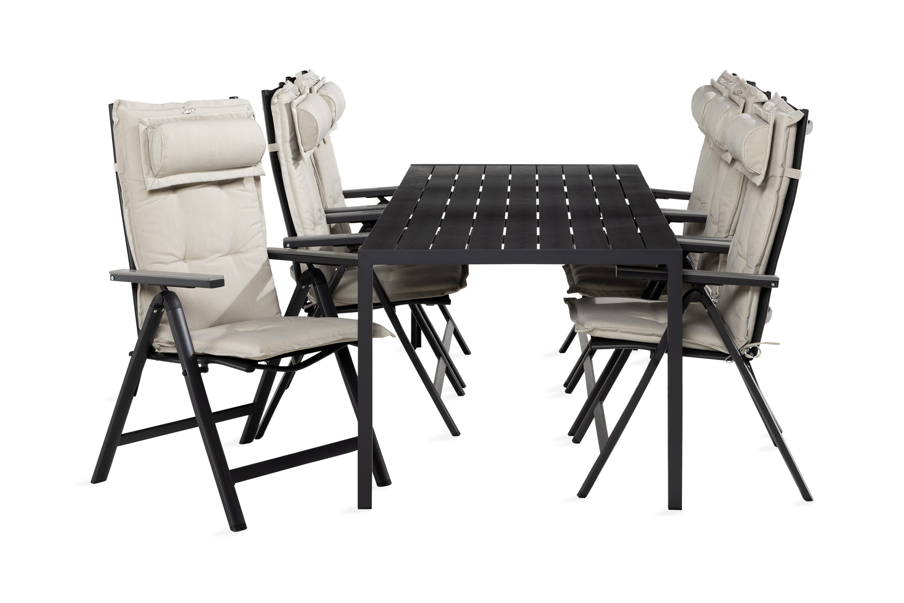 tunis matgrupp utomhus 90x205 + 6 monaco light stol m dyna - svart/grå/offwhite