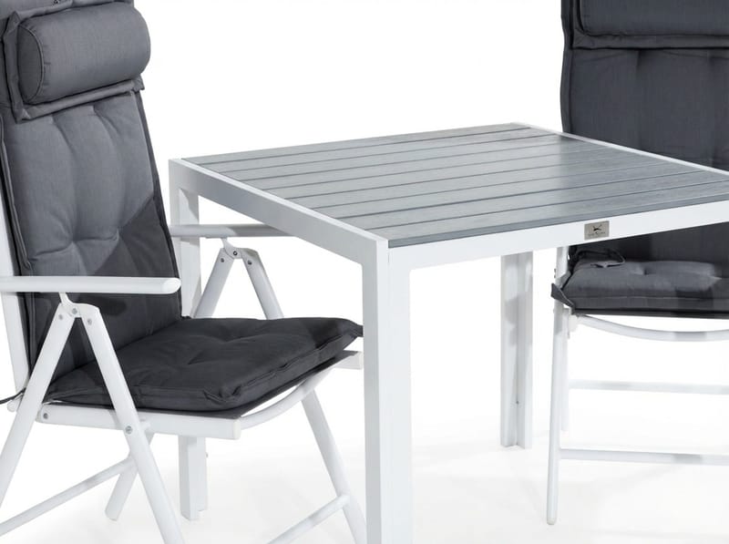Tunis Matgrupp Utomhus 90x90 + 2 Maggie Positionsstol m Dyna - Vit/Grå - Utemöbler - Utegrupp - Matgrupper utomhus