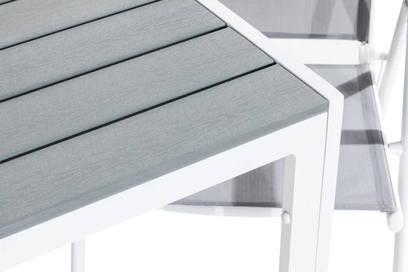 Tunis Matgrupp Utomhus 90x90 + 2 Maggie Positionsstol - Vit/Grå - Utemöbler - Utegrupp - Matgrupper utomhus