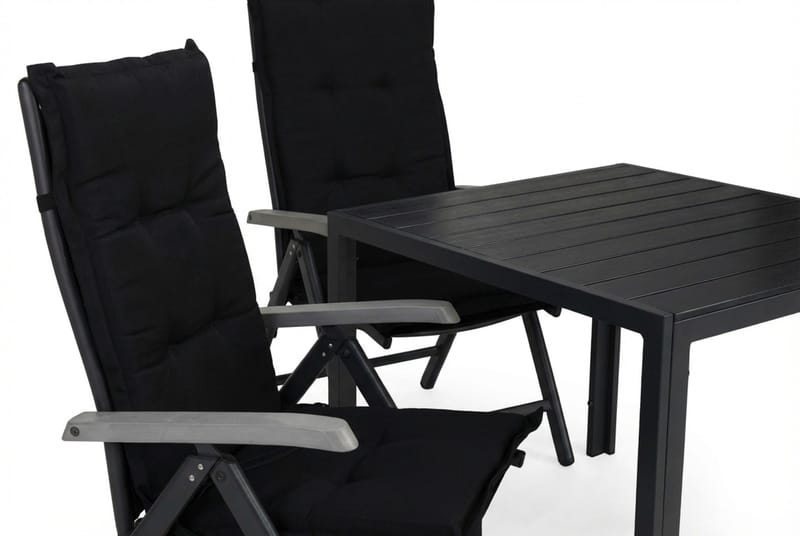 Tunis Matgrupp Utomhus 90x90 + 2 Monaco Lyx Positionsstol m Dyna - Svart/Grå - Utemöbler - Utegrupp - Matgrupper utomhus