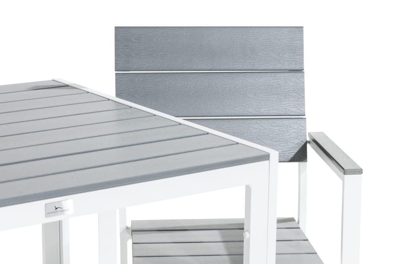 Tunis Matgrupp Utomhus 90x90 + 2 Stapelstolar - Vit/Grå - Utemöbler - Utegrupp - Matgrupper utomhus