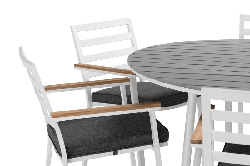 Tunis Matgrupp Utomhus Rund 140 cm + 6 Oliver Matstol - Alu/Vit - Utemöbler - Utegrupp - Matgrupper utomhus