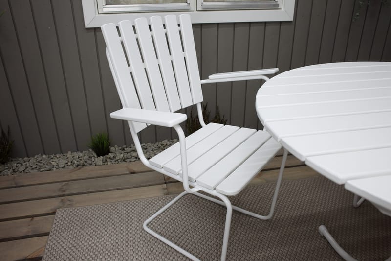 Vaxholm Matgrupp Utomhus Rund 100 cm + 4 Utestolar Vit - Utemöbler - Utegrupp - Matgrupper utomhus