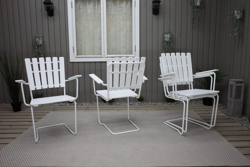 Vaxholm Matgrupp Utomhus Rund 100 cm + 4 Utestolar Vit - Utemöbler - Utegrupp - Matgrupper utomhus