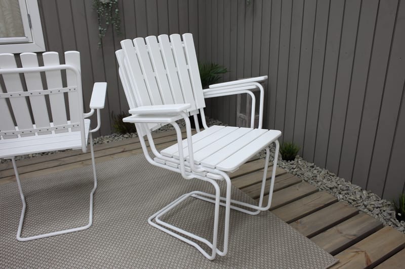 Vaxholm Matgrupp Utomhus Rund 100 cm + 4 Utestolar Vit - Utemöbler - Utegrupp - Matgrupper utomhus