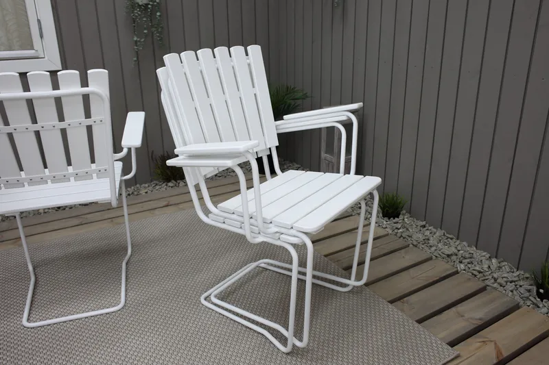 Vaxholm Matgrupp Utomhus Rund 100 cm + 4 Utestolar Vit - Utemöbler - Utegrupp - Matgrupper utomhus