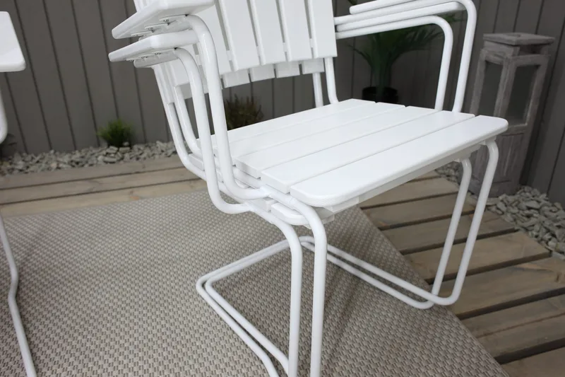 Vaxholm Matgrupp Utomhus Rund 100 cm + 4 Utestolar Vit - Utemöbler - Utegrupp - Matgrupper utomhus