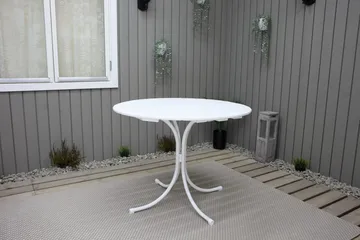 Vaxholm Matgrupp Utomhus Rund 100 cm + 4 Utestolar Vit - Utemöbler - Utegrupp - Matgrupper utomhus