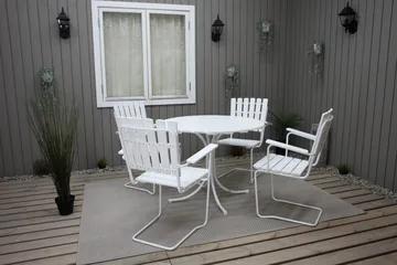 Vaxholm Matgrupp Utomhus Rund 100 cm + 4 Utestolar Vit - Utemöbler - Utegrupp - Matgrupper utomhus