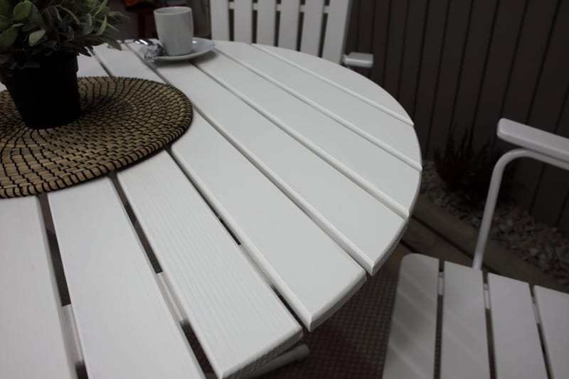 Vaxholm Matgrupp Utomhus Rund 100 cm + 4 Utestolar Vit - Utemöbler - Utegrupp - Matgrupper utomhus