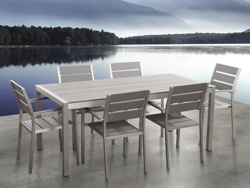 Vernio Trädgårdsmöbelset Med Utebord+6 Utestolar, Grå