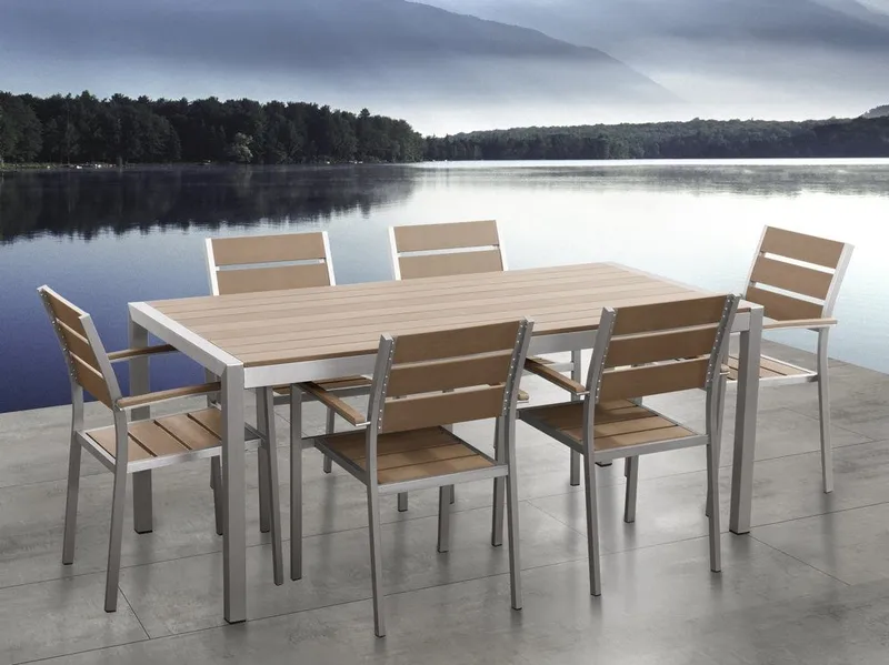 Vernio Trädgårdsmöbelset Med Utebord+6 Utestolar, Trä/Natur
