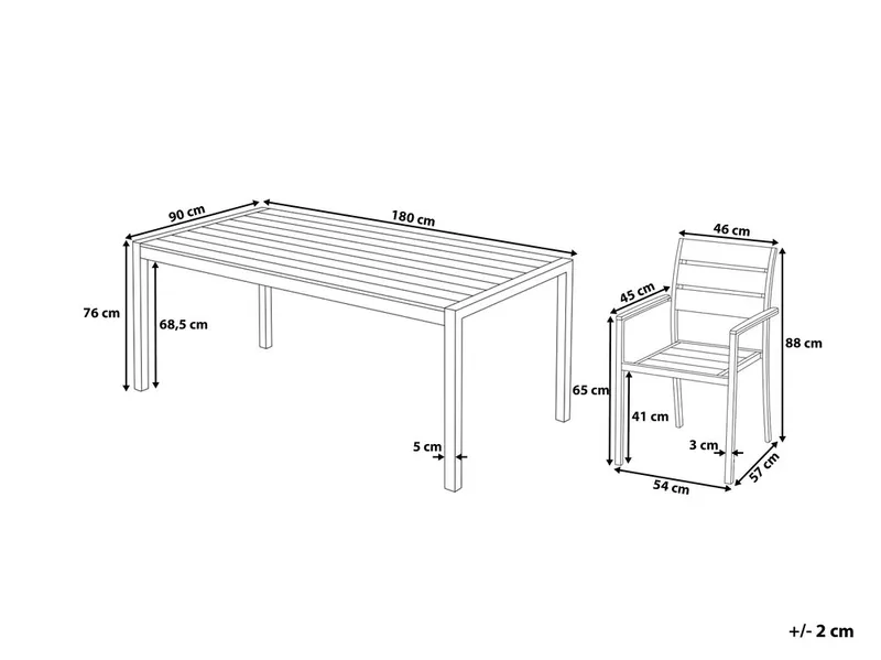 Vernio Trädgårdsmöbelset Med Utebord+6 Utestolar - Trä/Natur - Utemöbler - Utegrupp - Matgrupper utomhus