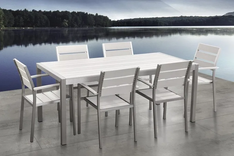 Vernio Trädgårdsmöbelset Med Utebord+6 Utestolar - Vit - Utemöbler - Utegrupp - Matgrupper utomhus