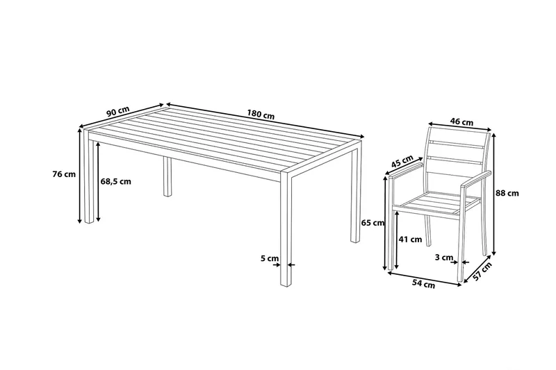 Vernio Trädgårdsmöbelset Med Utebord+6 Utestolar - Vit - Utemöbler - Utegrupp - Matgrupper utomhus