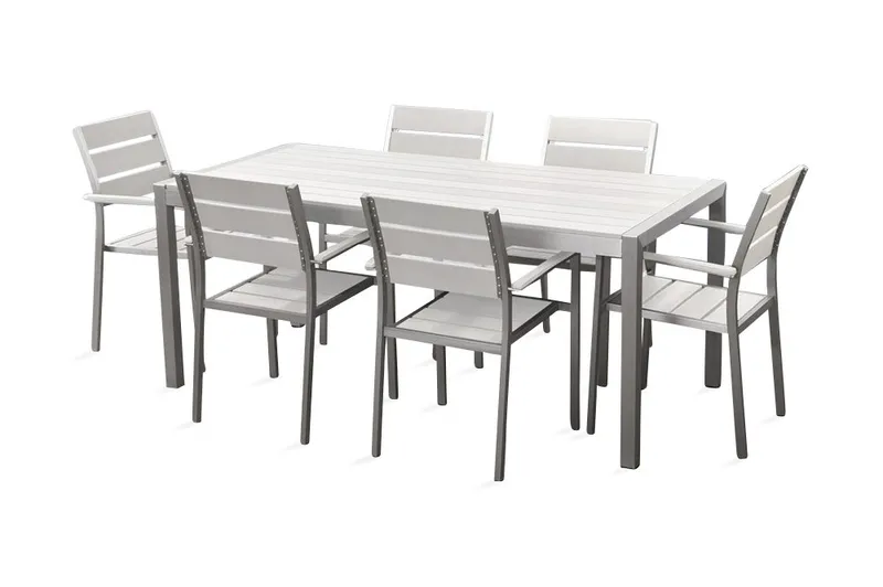 Vernio Trädgårdsmöbelset Med Utebord+6 Utestolar, Vit